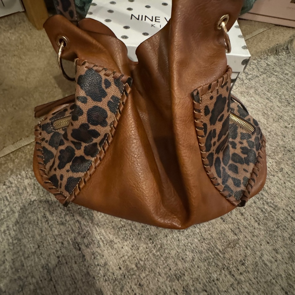 brown leopard sholder bag